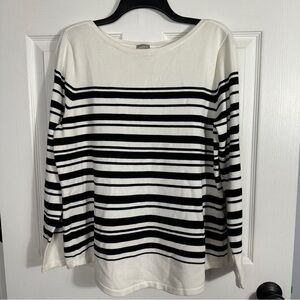Chico's sz. 2 (Lg) boat neck sweater, cream with black stripes, long sleeve